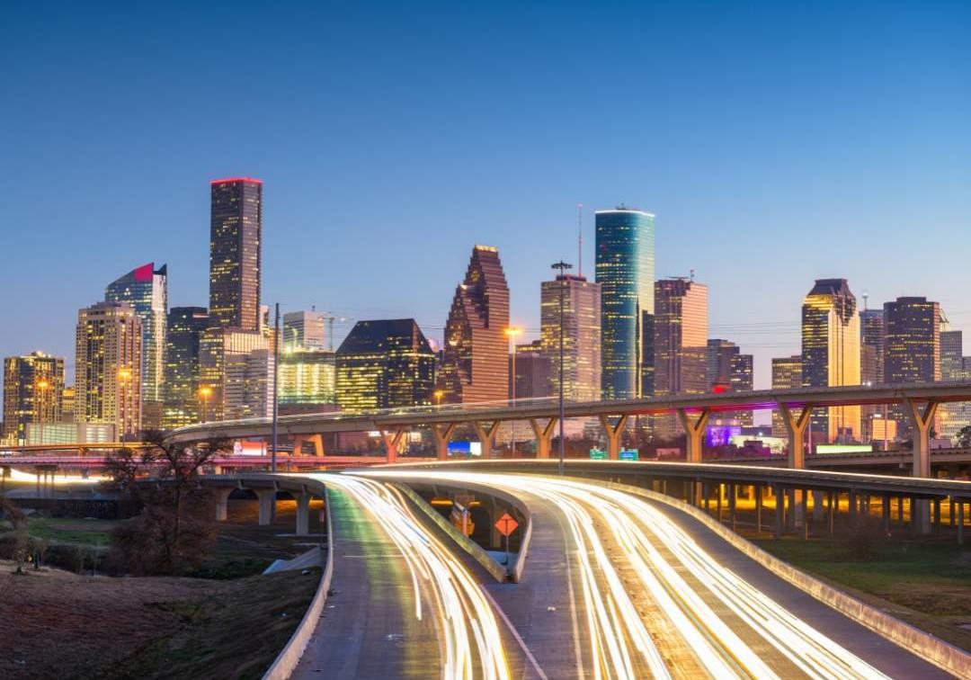 Houston,Texas, USA, downtown skyline over the highway
